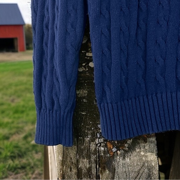 Blue Izod Cotton 1/4 Zip Cable Knit Sweater - Size L - Picture 11 of 15